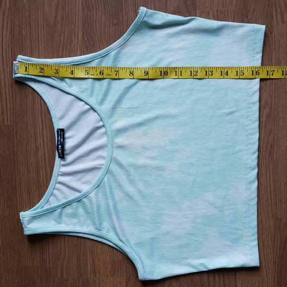 Mint Green Tie Dye Ribbed Cropped Tank Top Women's Size Large - Picture 7 of 8